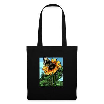 Schmetterlings sonnenblume geschenk - Stoffbeutel - Schwarz - Vorne