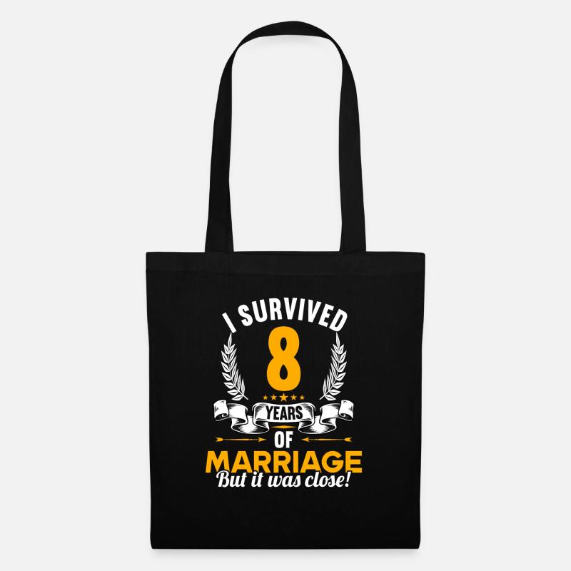 Ich habe 8 Jahre Ehe überlebt 8.Hochzeitstag - Stoffbeutel - Schwarz