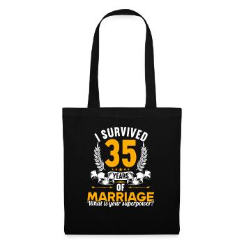 Ich habe 35 Jahre Ehe überlebt 35.Hochzeitstag - Stoffbeutel - Schwarz - Vorne