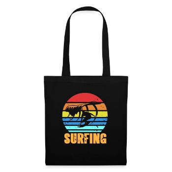 Retro Vintage Graphic Sun Surfing Waves T-Shirt - Tote Bag - black - Front