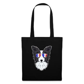 Border Collie France Sunglasses I French Flag - Stoffbeutel - Schwarz - Vorne