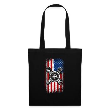 Usa american flag bike mecahnic - Tote Bag - black - Front