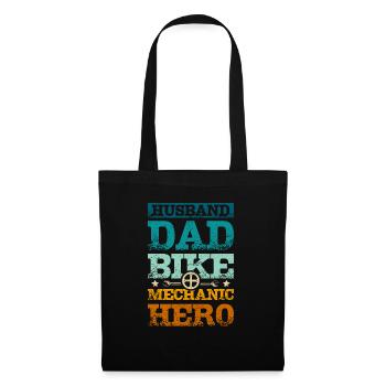 Husband dad bike mechanic hero - Tote Bag - black - Front