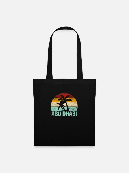Abu Dhabi Souvenir Palmen Sommer Sonne Meer Strand - Stoffbeutel - Schwarz