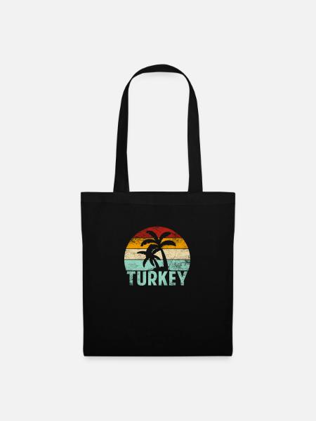 Türkei Souvenir Palmen Sommer Sonne Meer Strand - Stoffbeutel - Schwarz