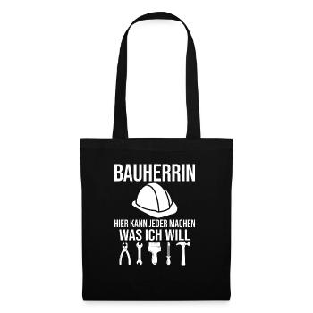 Bauherrin Hausbau Spruch Bau Accessoire - Stoffbeutel - Schwarz - Vorne