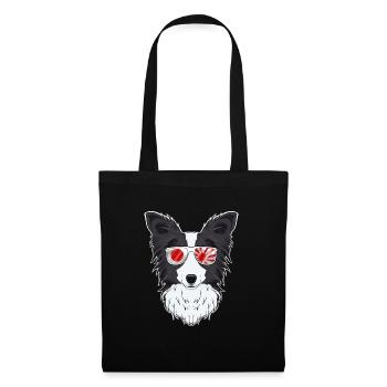 Border Collie Japan Sunglasses I Japanese Flag - Stoffbeutel - Schwarz - Vorne