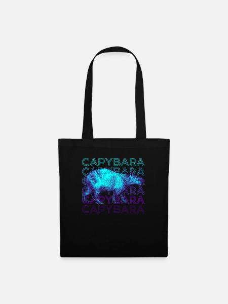 Capybara Retro Geschenk - Stoffbeutel - Schwarz