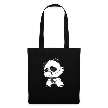 Lustige Dabbing Karate Baby Panda Bär Kampfkunst - Stoffbeutel - Schwarz - Vorne