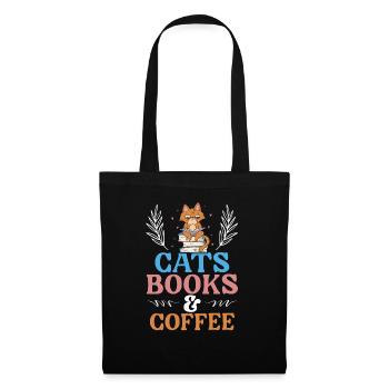 Cats Books And Coffee Drinker Bookaholic Bookworm - Tote Bag - black - Front