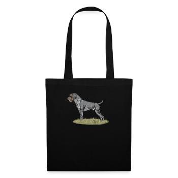 Deutsch Drahthaar I Jagdhund Vorstehhund Geschenk - Stoffbeutel - Schwarz - Vorne