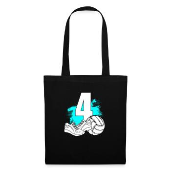 Volleyball 4 years old Volleyball player 4th birthday - Tote Bag - black - Front