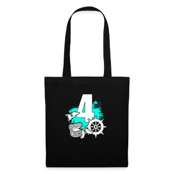 Pirate 4 year old pirates treasure 4th birthday - Tote Bag - black - Front