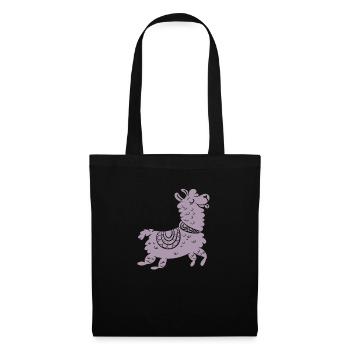 süßes Lama Alpaca - Stoffbeutel - Schwarz - Vorne