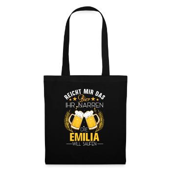 Emilia Bier Spruch - Stoffbeutel - Schwarz - Vorne