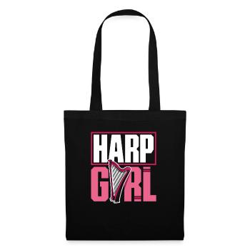 Joueur de harpe Femme Harpiste Harpe Fille - Sac en tissu - noir - Devant
