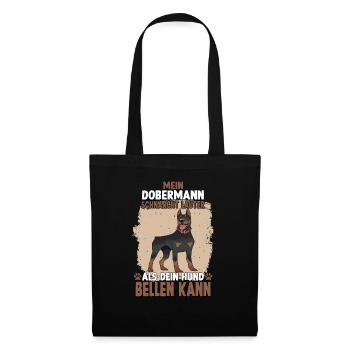 Lustiges Dobermann Motiv Dobermann Hundesport - Stoffbeutel - Schwarz - Vorne