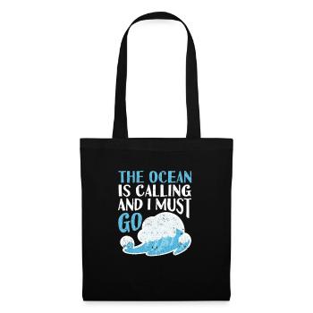 Der Ozean ruft und ich muss gehen Kite Board Surf - Stoffbeutel - Schwarz - Vorne
