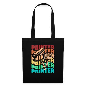 Peintre Peinture Silhouette - Sac en tissu - noir - Devant