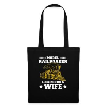Model Railroader Looking For A Wife - Stoffbeutel - Schwarz - Vorne