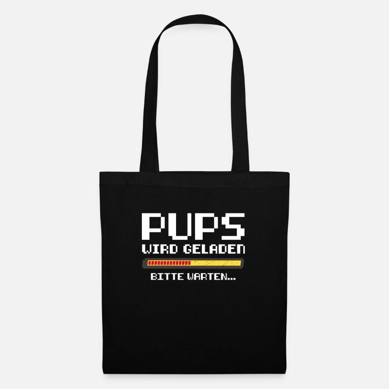 Retro Pups Wird Geladen Gamer Zocker Gaming Spruch - Stoffbeutel - Schwarz