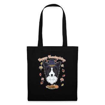 Joyeux Thanksgiving I Dog Lover I Border Collie - Sac en tissu - noir - Devant