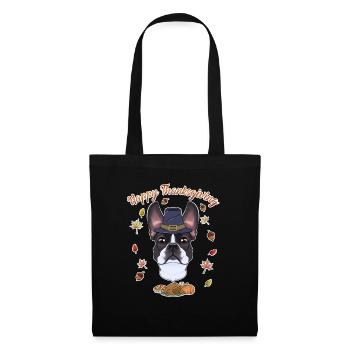 Joyeux Thanksgiving I Dog Lover I Boston Terrier - Sac en tissu - noir - Devant