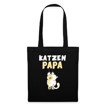 Katzen Papa Tiermotiv Katze - Stoffbeutel - Schwarz - Vorne
