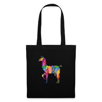 Lama Colorful Vintage Rainbow Retro Alpaca - Tote Bag - black - Front