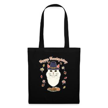 Turkish Angora Cat Lover I Happy Thanksgiving - Tote Bag - black - Front