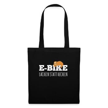 Lächeln statt Hecheln EMTB E-Bike Rentner Faultier - Stoffbeutel - Schwarz - Vorne