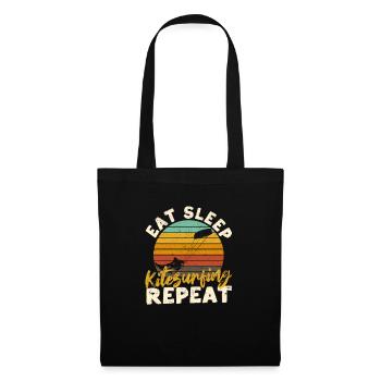 Manger Dormir Kitesurf Répéter Drôle Kite Surfer - Sac en tissu - noir - Devant