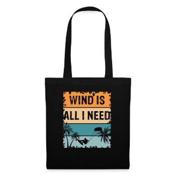 Wind is all i need Kitesurfer Kitesurfen Kite - Stoffbeutel - Schwarz - Vorne