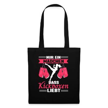 Kickboxerin Nur ein Mädchen, dass Kickboxen liebt - Stoffbeutel - Schwarz - Vorne