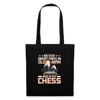 Never Underestimate An Old Man Who Plays Chess Boa - Stoffbeutel - Schwarz - Vorne