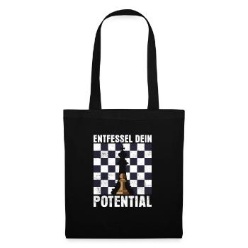 Entfessel dein Potential Schach König Schachspiel - Stoffbeutel - Schwarz - Vorne