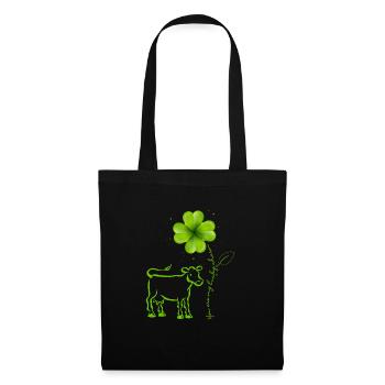Tu es mon porte-bonheur vache Cloverleaf - Sac en tissu - noir - Devant