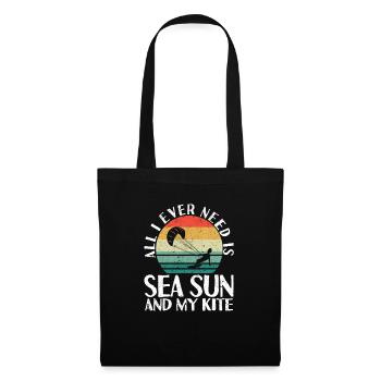 Funny Kitesurfing All I Ever Need Is Sea Sun And - Stoffbeutel - Schwarz - Vorne
