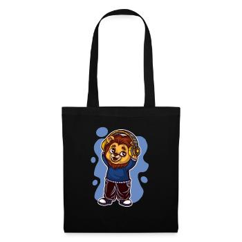 Lion Tshirt Kids Earphone Music - Tote Bag - black - Front