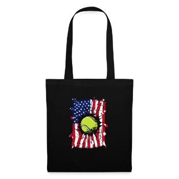 Tennis Zerrissene USA Flagge - Stoffbeutel - Schwarz - Vorne