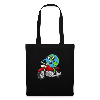 Erde fährt Motorrad Earth Day Umwelt Tag Der Erde - Stoffbeutel - Schwarz - Vorne