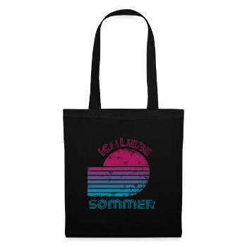Cooles Retro Design Sommer Liebe Strand Palmen - Stoffbeutel - Schwarz - Vorne