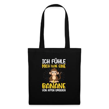 Arbeit Bauarbeiter Affe Banane - Stoffbeutel - Schwarz - Vorne