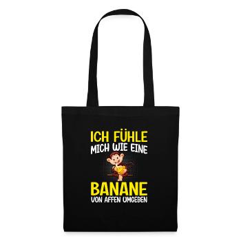 Affen Banane Arbeit - Stoffbeutel - Schwarz - Vorne