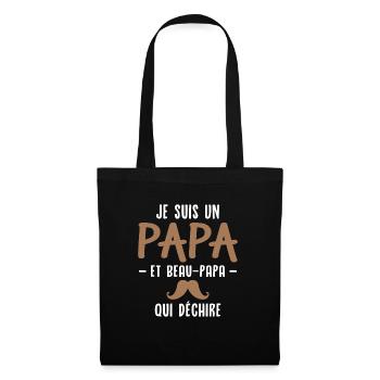 Je suis un papa et beau papa qui déchire - Sac en tissu - noir - Devant