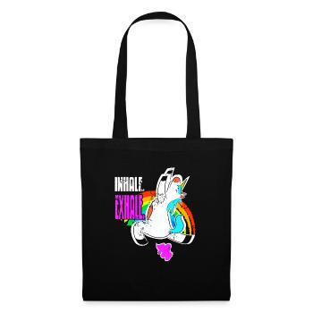 Licorne vintage INHALE. EXHALER. T-Shirt Cadeau - Sac en tissu - noir - Devant