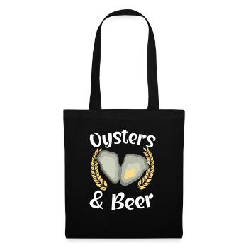 Huître et bière Boire coquillage Mollusque Animal - Sac en tissu - noir - Devant