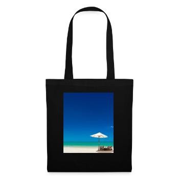 Vacances d’été sur la plage de sable à côté de l’océan - Sac en tissu - noir - Devant