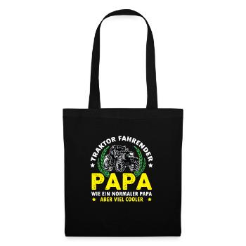 Traktor fahrender Papa wie ein normaler Papa - Stoffbeutel - Schwarz - Vorne