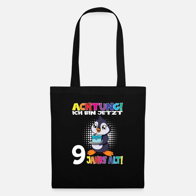 Kindergeburtstag Ich Bin Jetzt 9 Jahre - Stoffbeutel - Schwarz